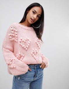 PrettyLittleThing heart detail jumper in pink - Розовый