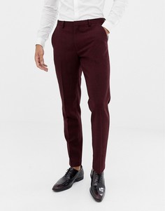 Бордовые зауженные брюки с добавлением шерсти ASOS DESIGN wedding - Красный