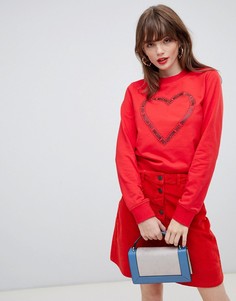 Свитер с принтом сердца Love Moschino - Красный