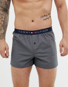 Серые хлопковые тканые боксеры с логотипом на поясе Tommy Hilfiger - Серый