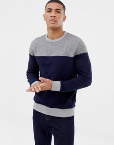 Свитшот в стиле колор блок темно-синего/серого цвета Burton Menswear - Серый