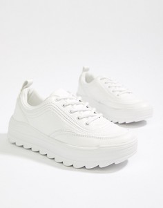 Bershka chunky trainer in white - Белый