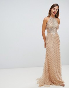 Forever Unique embellished high neck maxi dress - Розовый