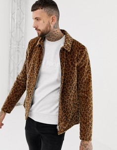 Спортивная куртка на молнии с леопардовым принтом ASOS DESIGN - Рыжий
