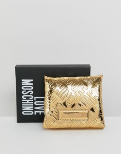 Блестящий кошелек с логотипом Love Moschino - Золотой