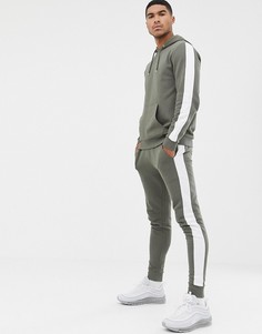 Худи и джоггеры скинни цвета хаки с полосками по бокам ASOS DESIGN - Зеленый