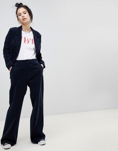 Вельветовые расклешенные брюки темно-синего цвета Pull&Bear - Бежевый