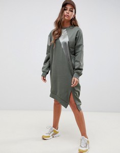 Трикотажное oversize-платье в стиле пэтчворк с асимметричным краем ASOS DESIGN - Зеленый