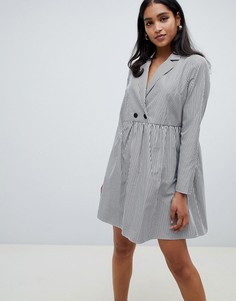 Хлопковое свободное платье мини с длинными рукавами в полоску ASOS DESIGN - Мульти