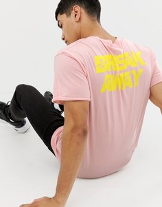 Длинная футболка с карманом и принтом на спине Jack and Jones Originals - Розовый
