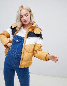 Дутая куртка в стиле колор блок New Look - Желтый