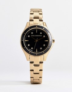 Позолоченные женские часы с черным циферблатом Karl Lagerfeld KL1641 - Золотой