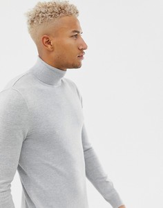 Серый джемпер с отворачивающимся воротником Pull&Bear - Серый