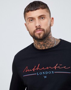 Свободный лонгслив с принтом ASOS DESIGN - Черный