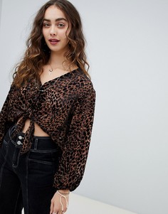 Топ с завязкой и леопаровым принтом Free People Wild Dreams - Мульти