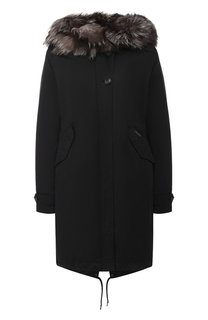Хлопковая парка с меховой отделкой капюшона Woolrich