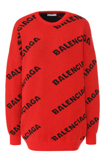 Шерстяной пуловер с логотипом бренда Balenciaga