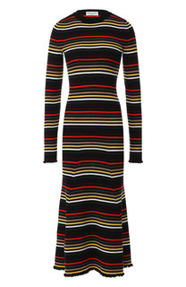 Шерстяное платье-миди в контрастную полоску Sonia Rykiel