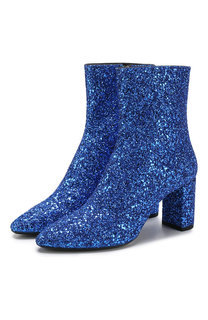 Ботильоны Lou с глиттером на устойчивом каблуке Saint Laurent