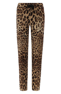 Шелковые брюки с принтом и контрастными лампасами Dolce & Gabbana