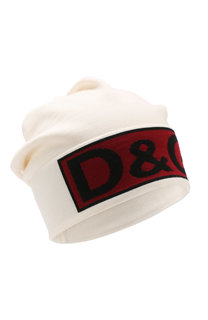 Шерстяная шапка с логотипом бренда Dolce & Gabbana