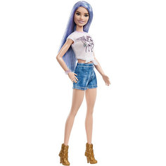 Кукла Barbie "Игра с модой" в белом топе и джинсовых шортах, 29 см Mattel