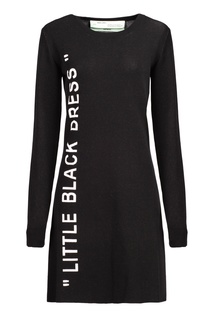 Черное платье с надписью Off White