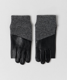 Кожаные перчатки для сенсорных экранов с манжетами в рубчик ASOS DESIGN - Черный