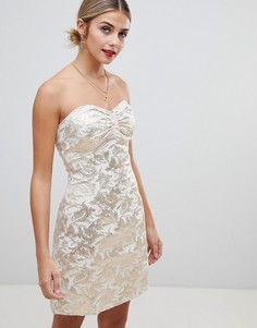 Жаккардовое платье-бандо Glamorous - Золотой