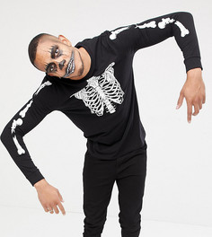 Лонгслив с принтом скелета ASOS DESIGN Tall Halloween - Черный