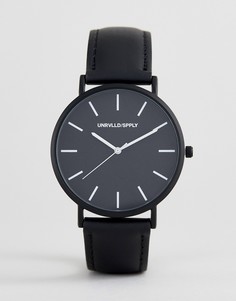 Монохромные часы с кожаным ремешком ASOS DESIGN Plus - Черный