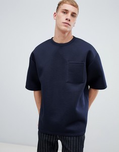 Темно-синяя oversize-футболка с короткими рукавами и карманом ASOS DESIGN - Темно-синий