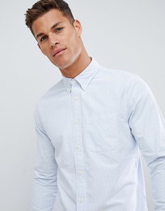 Синяя приталенная рубашка с логотипом Abercrombie & Fitch - Синий