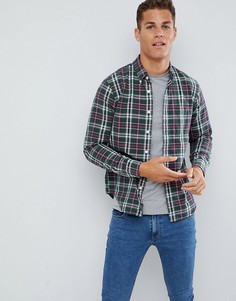 Зеленая узкая оксфордская рубашка в клетку с логотипом Abercrombie & Fitch - Зеленый