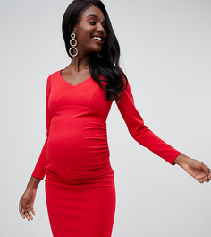 Красное платье-футляр с V-образным вырезом Queen Bee - Мульти