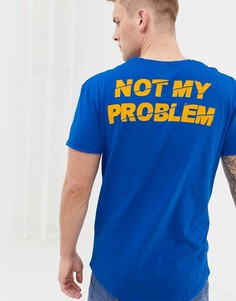 Длинная футболка с карманом и принтом на спине Jack and Jones Originals - Синий