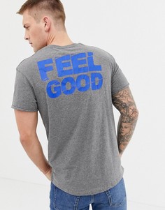 Длинная футболка с карманом и принтом на спине Jack and Jones Originals - Серый