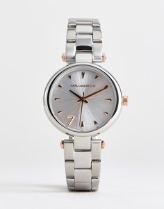 Женские часы из нержавеющей стали с белым циферблатом Karl Lagerfeld KL5000 - Серебряный