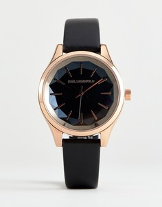 Женские часы с черным циферблатом и кожаным ремешком Karl Lagerfeld KL1625 - Черный