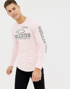 Розовый лонгслив с логотипом Hollister - Розовый