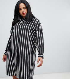 Платье-рубашка мини в полоску с длинными рукавами ASOS DESIGN Curve - Мульти