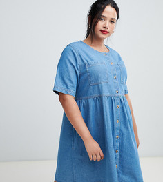 Синее джинсовое свободное платье ASOS DESIGN Curve - Синий