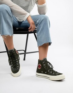 Высокие зеленые кроссовки из замши Converse Chuck 70 Base Camp - Зеленый