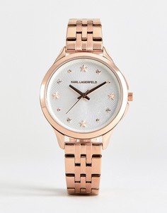 Женские часы цвета розового золота с белым циферблатом Karl Lagerfeld KL3011 - Розовый