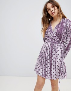 Платье мини в горошек с запахом House Of Holland - Фиолетовый