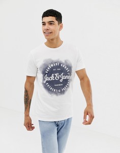 Футболка с логотипом и принтом Jack & Jones - Белый