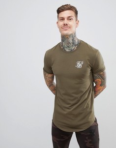 Футболка цвета хаки с короткими рукавами SikSilk - Зеленый