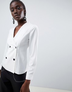 Блузка с отделкой под смокинг ASOS DESIGN - Белый