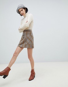 Мини-юбка горчичного цвета в клетку ASOS DESIGN - Мульти