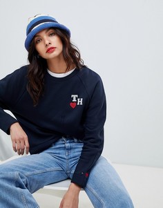 Свитшот с инициалами и вышитым сердцем Tommy Hilfiger Tommy x Love - Темно-синий
